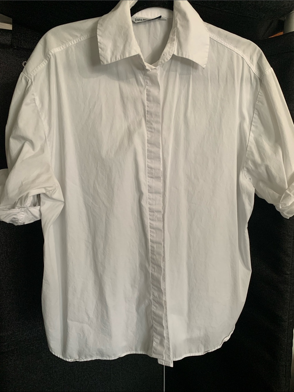 #559 Zara White Women’s Button-Front Dress Shirt